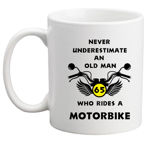 65th birthday mug, funny gift, biker mug, Motorbike gift for him/men/gift/bike - Picture 1 of 1