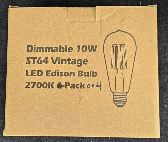 Dimmable 10W ST64 Vintage Led Edison Bulbs 2700K 4-Pack (Was 6-Pack) ALL NEW - Image 2 of 4