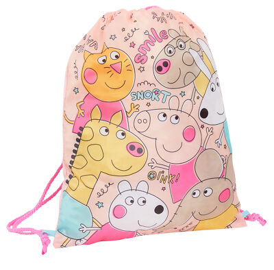 Peppa Pig Kordelzug Turnbeutel Mädchen Trainer Badetasche Kinder Schule Kindergarten Rucksack