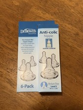 6 Dr. Brown s Natural Flow Level 2 Narrow Baby Bottle Silicone Nipple, Med Flow