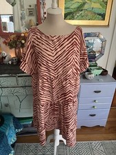 Nine West Zebra Print Tiered Dress XXL Peach Brown NWT Tie Back Animal Print