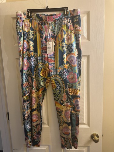 New JOHNNY WAS Wild Kelly Silk Pants Multi Color Floral Size XL - Picture 2 of 7