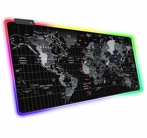 New Large Color LED Computer Mouse Pad World Map Gaming Mouse Keyboard Mat 1434