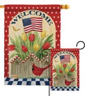 Patriotic Flowers Garden Flag Star and Stripes Decorative Gift Yard House Banner