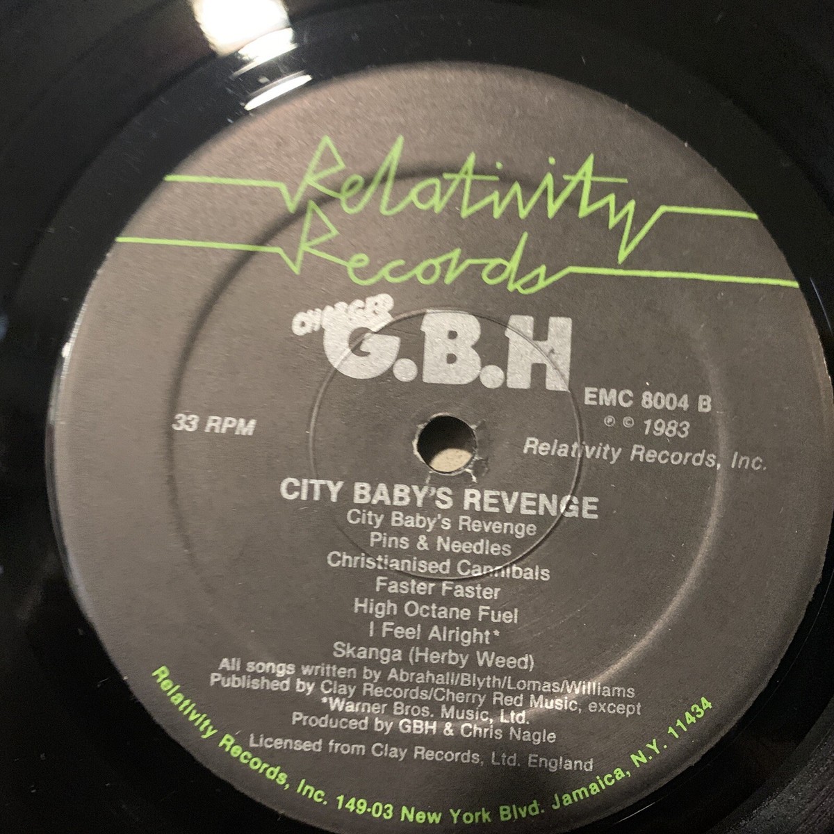 Charged G.B.H – City Baby's Revenge LP 1984 Relativity – EMC 8004
