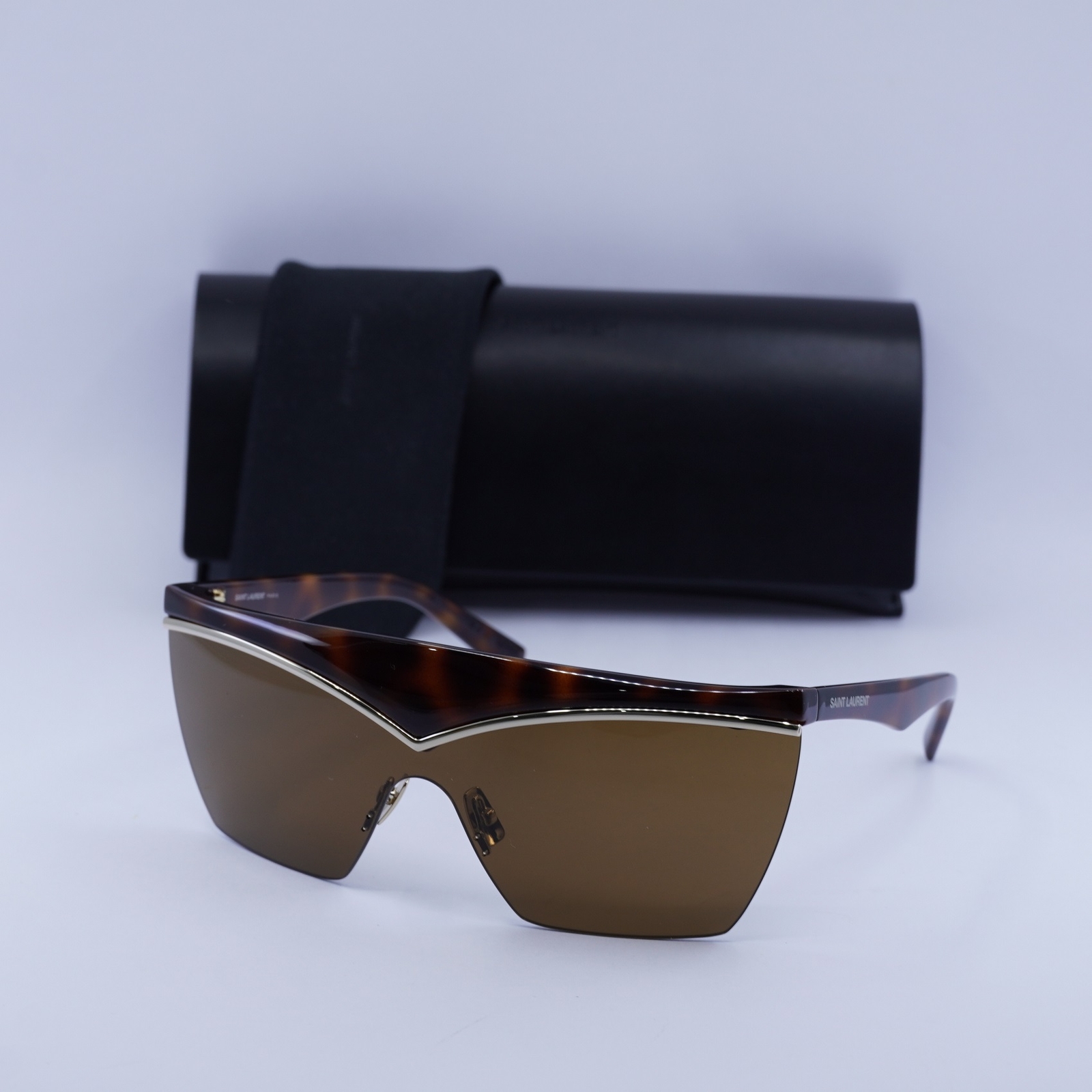 Occhiali da sole Saint Laurent SL614 MASK 002 avana oro marrone 99 1 130 nuovi