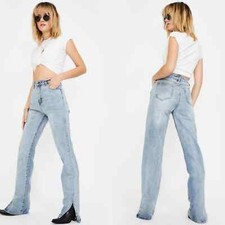 Lioness High Waist Split Hem Jeans Straight Leg Small S
