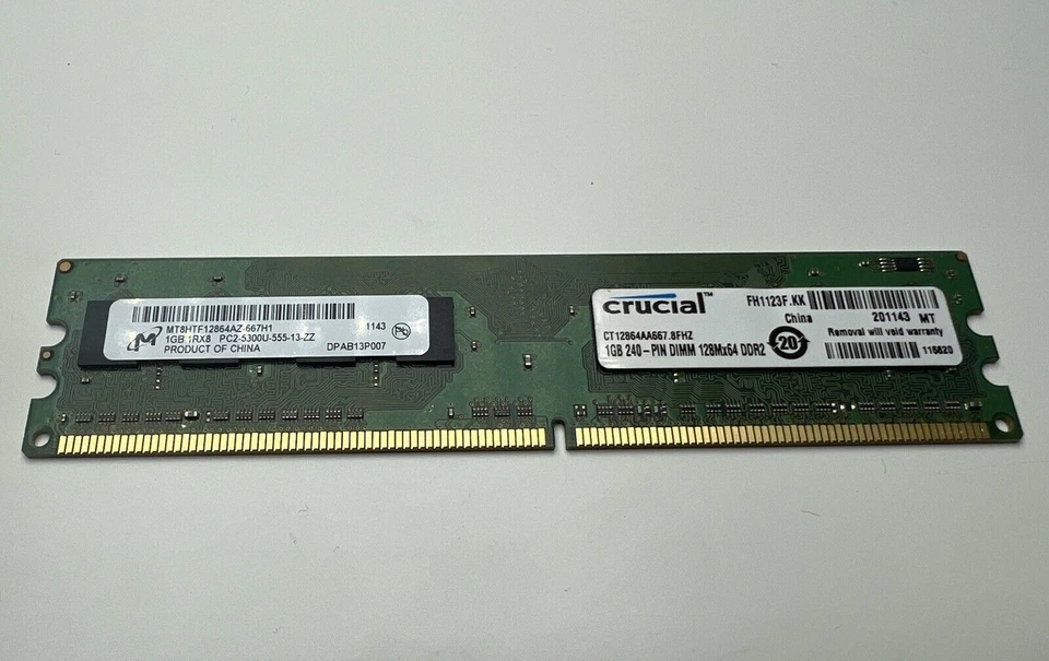 Memory Micron 6400U 1GB Desktop PC RAM DDR2 1RX8 MT8HTF12864AZ-800H1 - Image 3 of 3