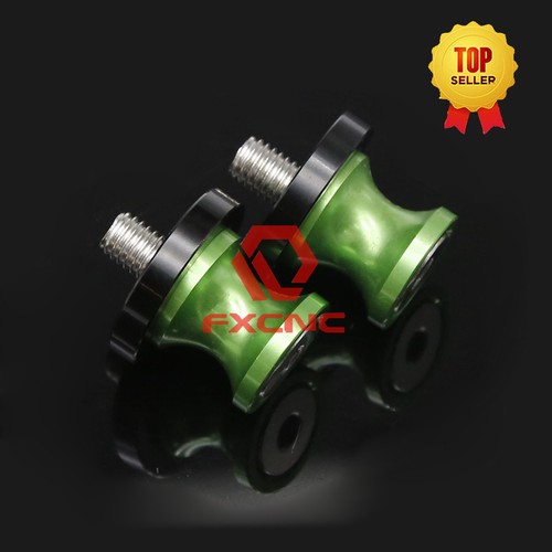 FXCNC 8mm Swingarm Sliders Spools Stand Bobbin For 13-14 Ninja ZX-6R 636 Green - Picture 8 of 8