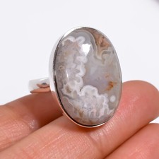 Crazy Lace Agate Ring 925 Sterling Silver Statement Boho Rings Gift Jewelry