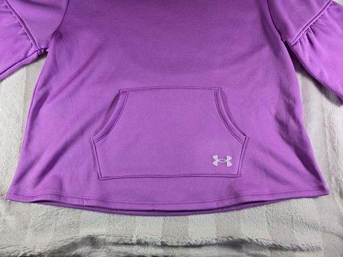 Under Armour Hoodie Girls Purple 3/4 Bell Sleeve Loose Fleece Poncho Size L NWT - Picture 4 of 9