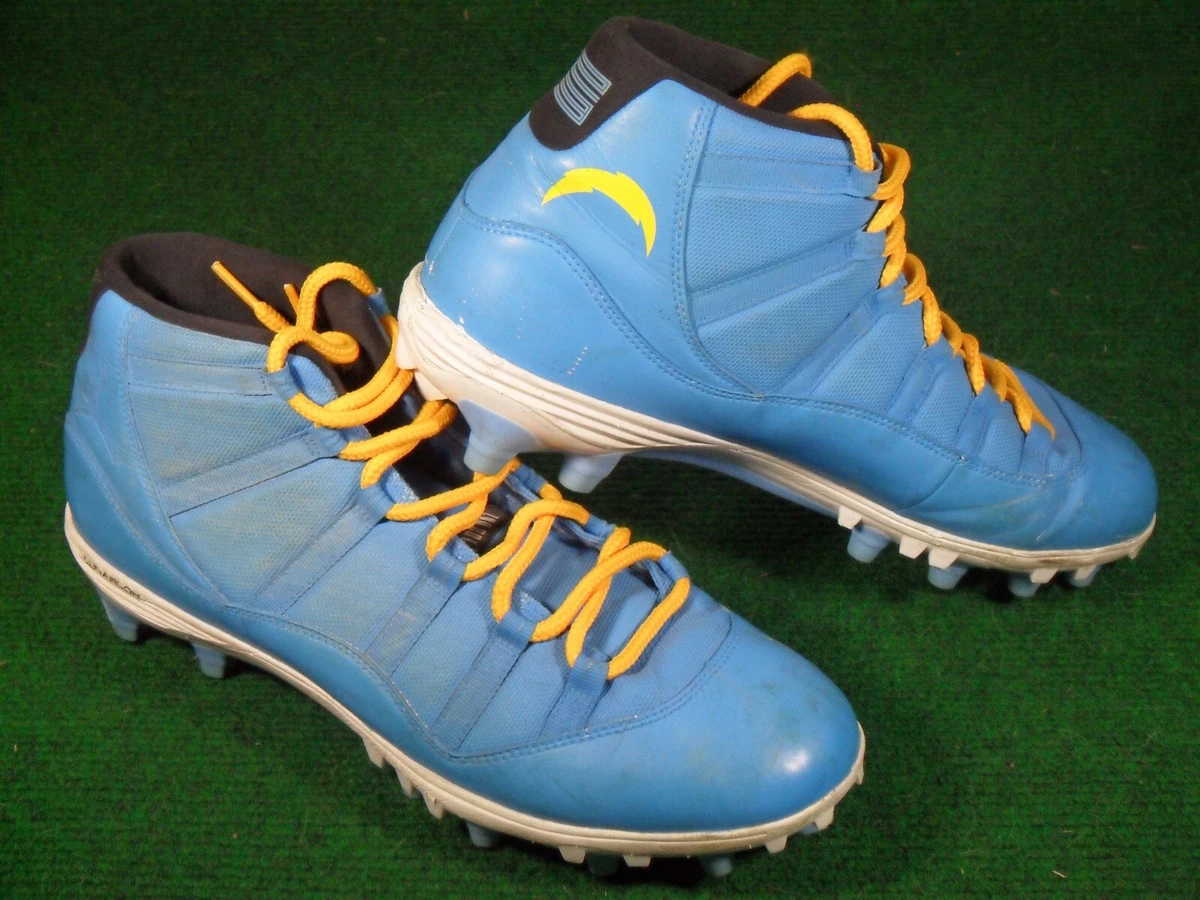 Used Jordan Retro 11 Mid TD Football Cleats Custom Blue San Diego