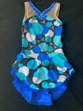 Custom Competition Figure Skating Dress 400 Crystals Blue Girls 6