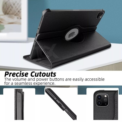 For iPad Pro 11/Air 11" 2024 Leather Stand Case Cover 360° Rotating Wake/Sleep - Picture 9 of 23