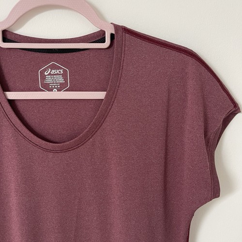 Women’s Asics Mauve Burgundy Short Sleeve Running Workout Tshirt UK Size M - Picture 3 of 7