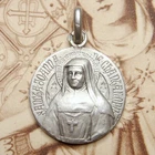 French, Antique Religious Silver Pendant. Jane Frances de Chantal, Medal Tricard