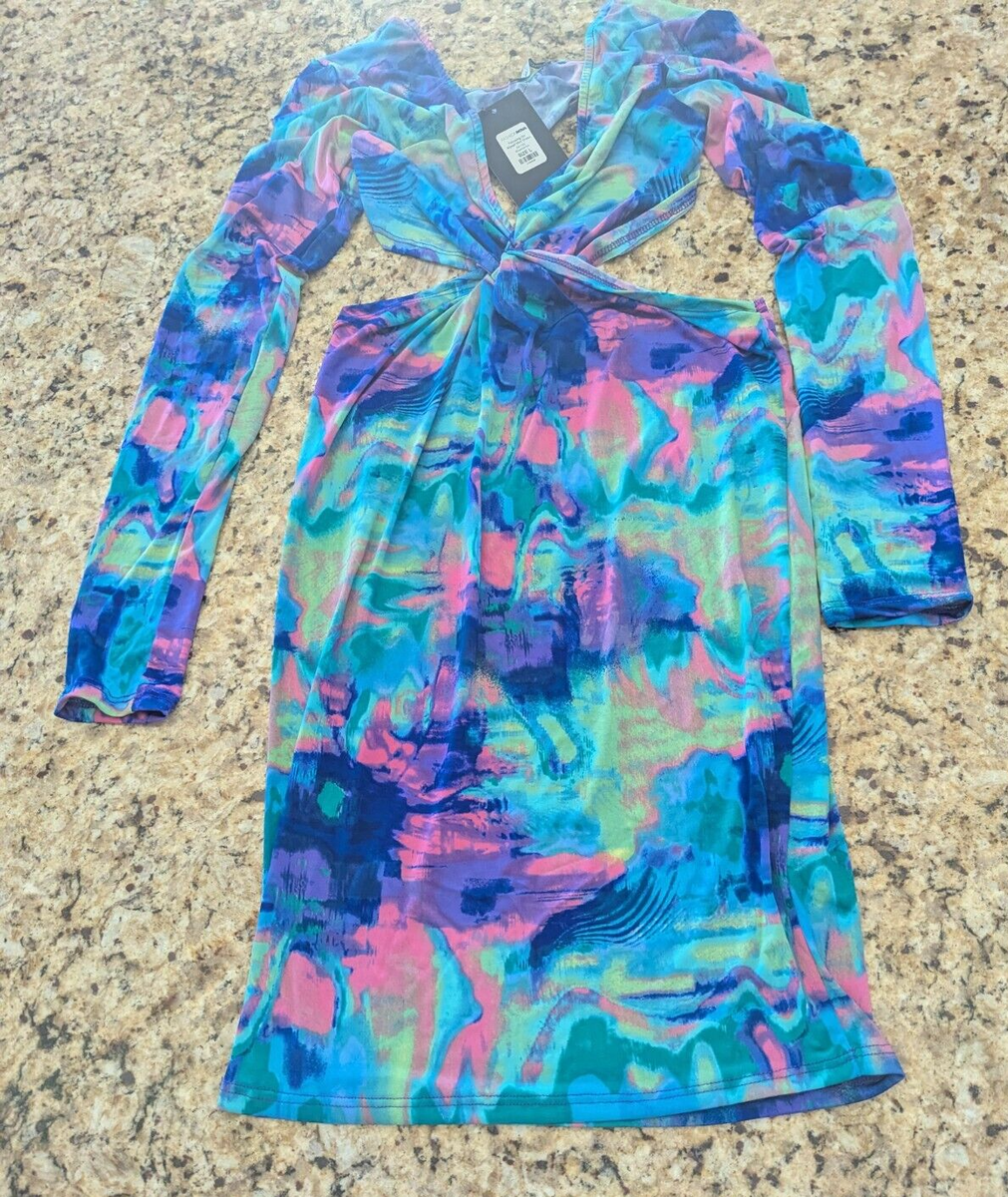 fashion nova blue tie dye dress Focusing On Myself Mini Blue/combo L Large Orange/combo And Pink/combo PICKABLE LOCATION Shoes and Clothes Black Size:Small (0/2)