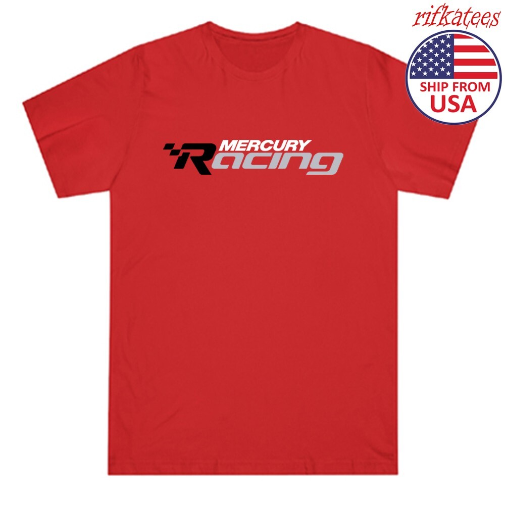 T-shirt Mercury Racing Homme - Blanc, Coton, Tailles S à 5XL, Neuf Avec étiquettes
