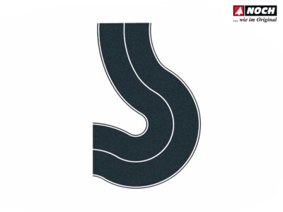 NOCH 60707 Spur H0 Landstraße Universalkurve,Asphalt,2 Stück, 6,6 cm breit