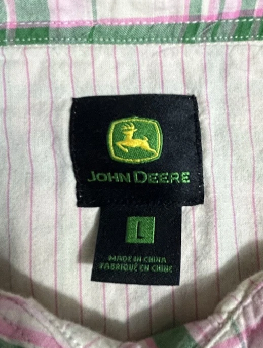 John Deere Mujer L 100% Algodón Rosa Forrado Manga Corta Abotonada Western Ranch Foto 2 de 4