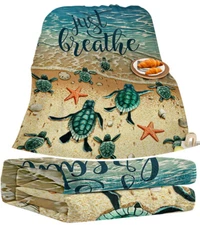 Tropical Baby Sea Turtle Flannel Fleece Throw Blanket Ocean Waves Couch 50"x60"