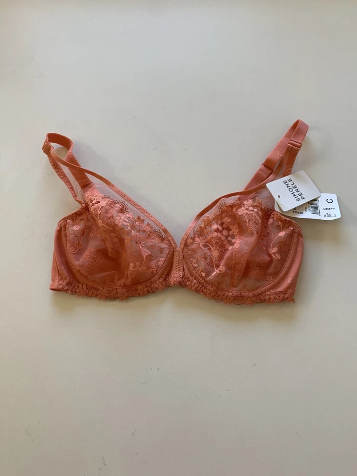 NWT! Simone Perele Sz 34C Wish Sheer Underwire Plunge Bra 12B319 Ginger Pink - Image 3 of 4