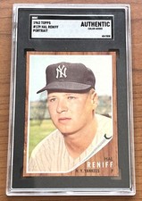 Rare 1962 Topps Hal Reniff #139 RC Rookie Card SGC Variation 4 Sharp Corners