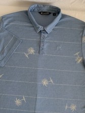 Travis Mathew Polo Shirt Mens XXL Blue Palm Trees Short Sleeve Pima Cotton Blend