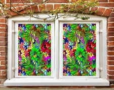 3D Garden 238NAO Window Film Print Sticker Cling Stained Glass UV Block Fay