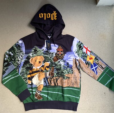 NWT Polo Ralph Rugby Kicker Bear Hoodie Hoody M | eBay