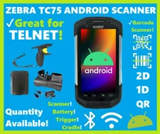Zebra TC75 Wireless Barcode Scanner 1D/2D/QR Android, Cradle, Handle, Telnet!🔥⭐