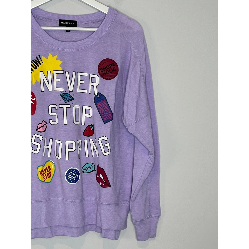 Sudadera Rampage Mujer Gráfica Top Talla Pequeña Púrpura Manga Larga Tienda Otoño Foto 2 de 4