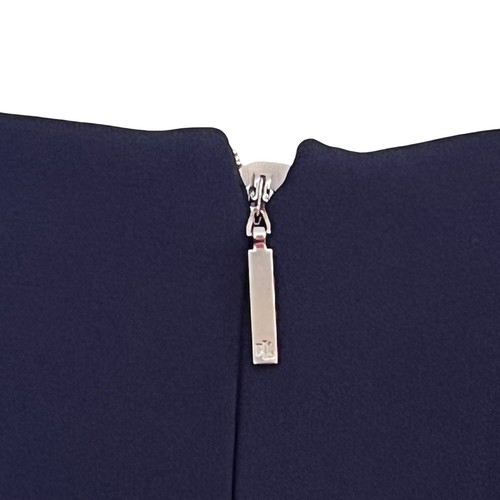 Vestido Vaina Lauren Ralph Lauren Azul Marino Volantes Manga Campana Carrera Talla 16 - Imagen 6 de 13