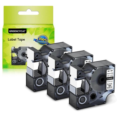 3PK 3/4'' Black on White Flexible Nylon Label Tape 18489 For DYMO Rhino 5000 1000