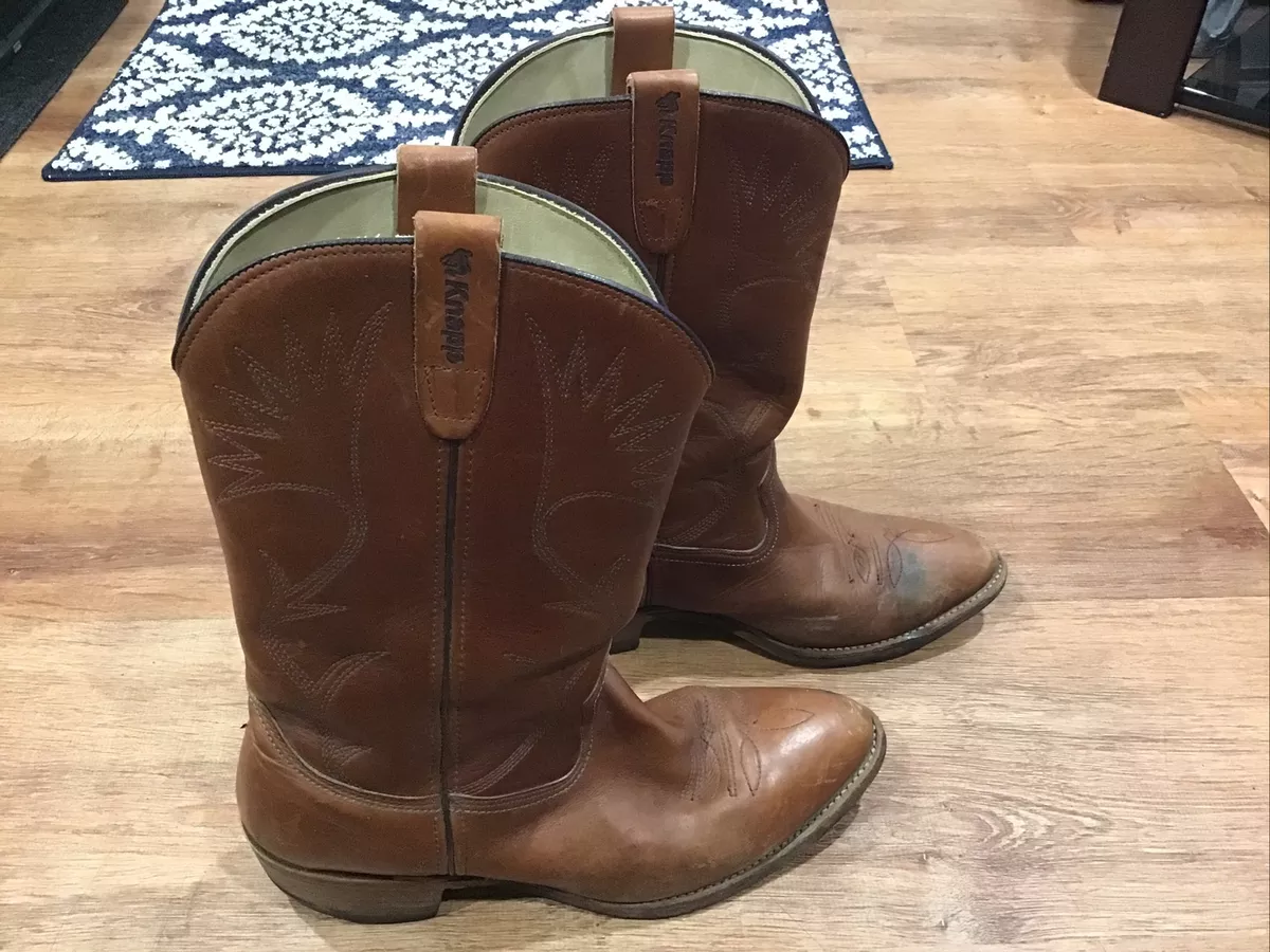 Vintage KNAPP Brown Leather Western Cowboy Boots Men’s Size 11 EE Made USA