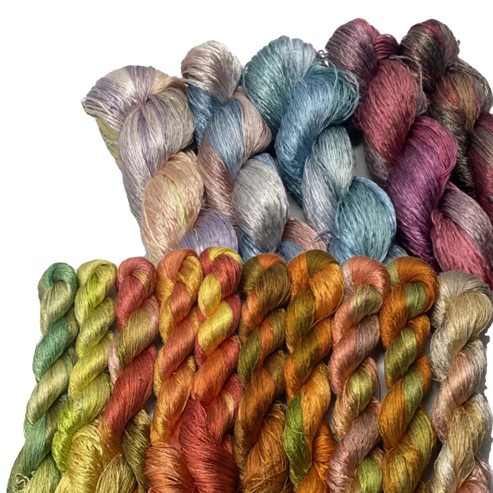 Autumn color Gradient Colors 100%mulberry silk,hand-dyed embroidery floss/thread - Image 2 of 4
