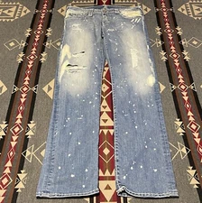 True Religion Cora Jeans 31 Straight Acid Wash Distressed T38