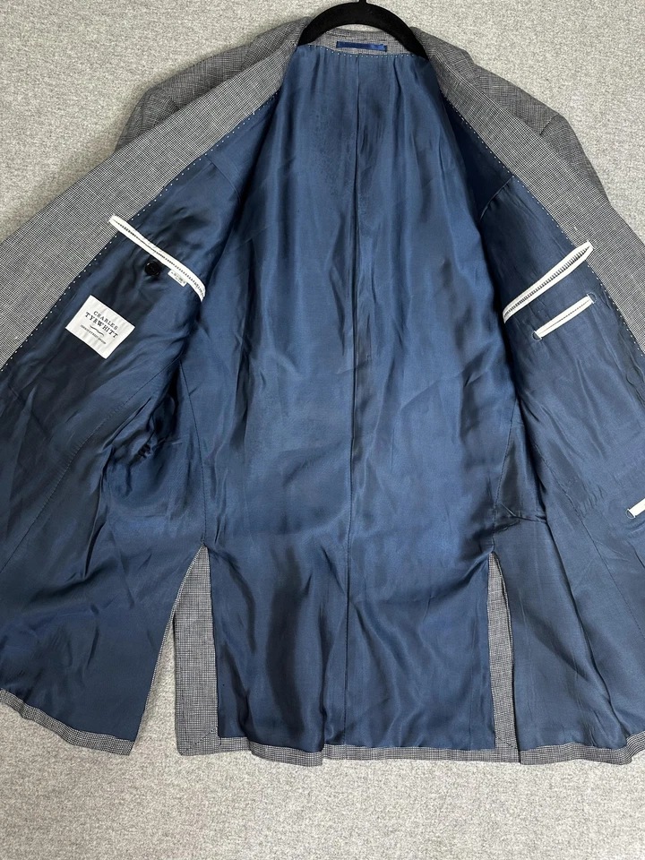 Blazer Abrigo Deportivo Charles Tyrwhitt Hombre 40R Gris Calce Ajustado Mezcla de Lino Puño Sugeon Foto 2 de 4