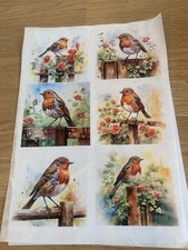 A4 Rice Paper ROBINS on FENCE 6 Images Copyright Free