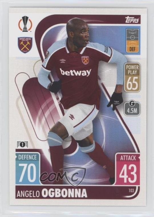 2021-22 Topps Match Attax UEFA Club Competitions Angelo Ogbonna #103 0k3t