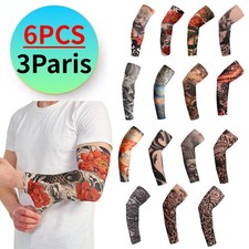 6PCS Tattoo Cooling Arm Sleeves Cover Basketball Golf Sport UV Sun Protection