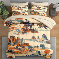 Vintage Western Cowboy Comforter Set for Full Bed - 7 Pcs Bedding Set