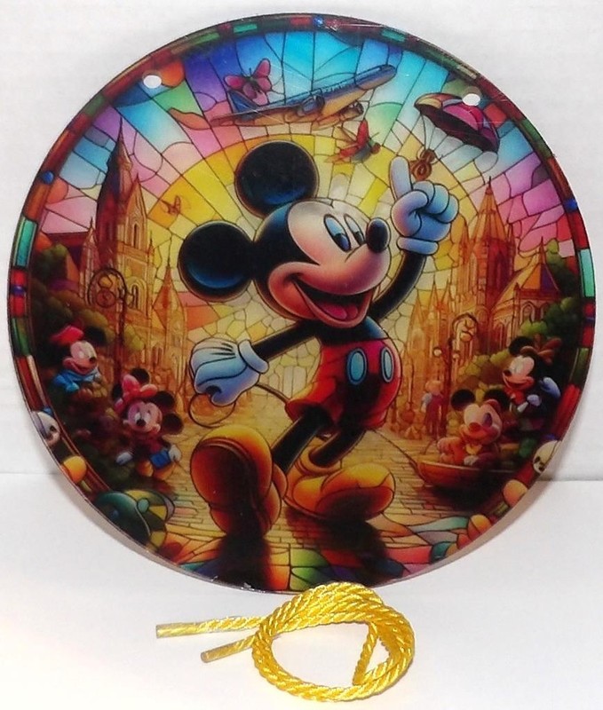 Acrylic Disney MICKEY MOUSE 6" Stained Glass Style SUNCATCHER