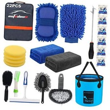Pcs Car Wash Cleaning Tools Kit Car Detailing Set with Canvas Bag 22 Blue