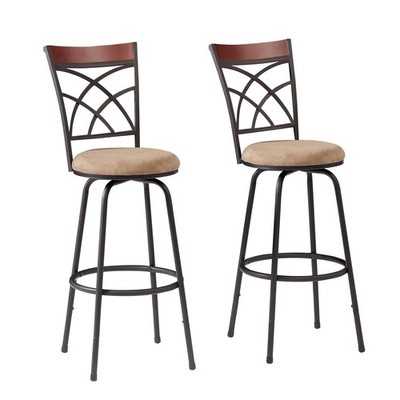 VECELO Bar Stools Set of 2, 24/29'' Height Adjustable Brown