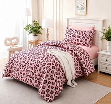Comforter Set Twin Size Cheetah Leopard Print, Bed in a Bag Twin Size 2...
