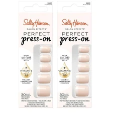 2 Box Sally Hansen Perfect Manicure Press On Nails Square Shape French a la Mode