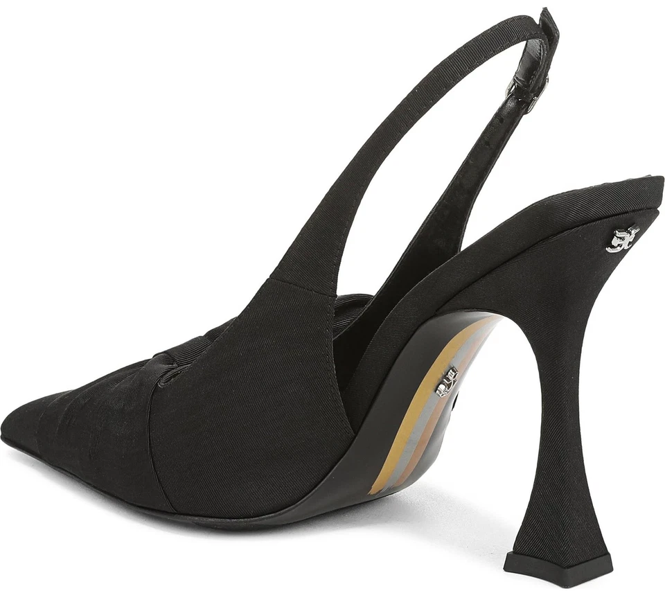 Zapatos de salón Sam Edelman Onia Slingback para mujer negros acanalados seda 8M Foto 4 de 4