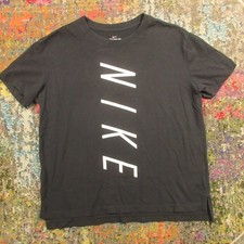 Nike Dri Fit T-Shirt Men's L Black Short Sleeve Crew Big Logo Tee