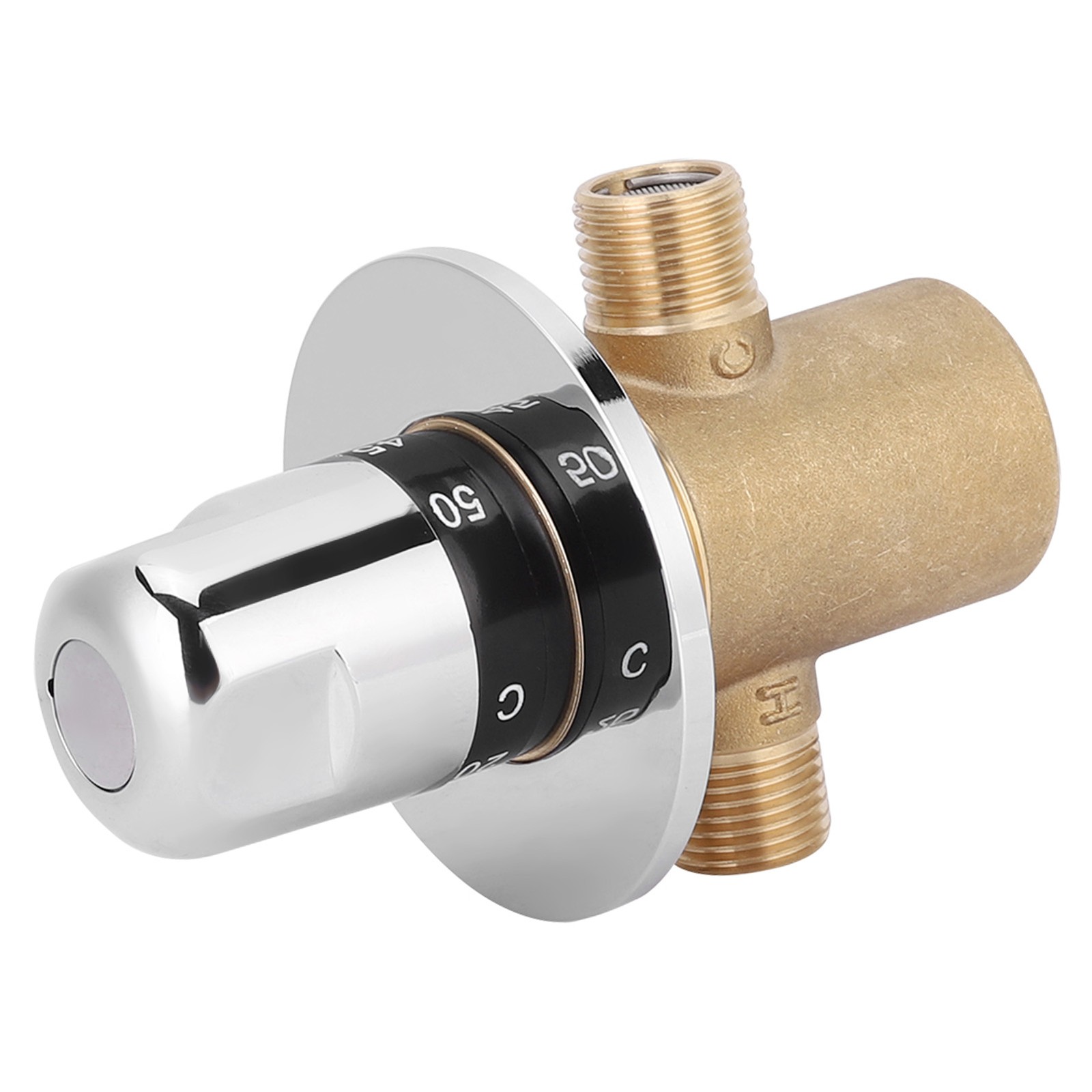 G1/2in 3 Way Brass Thermostatic Mixing Valve Faucet Temperature Mixer Contro LW